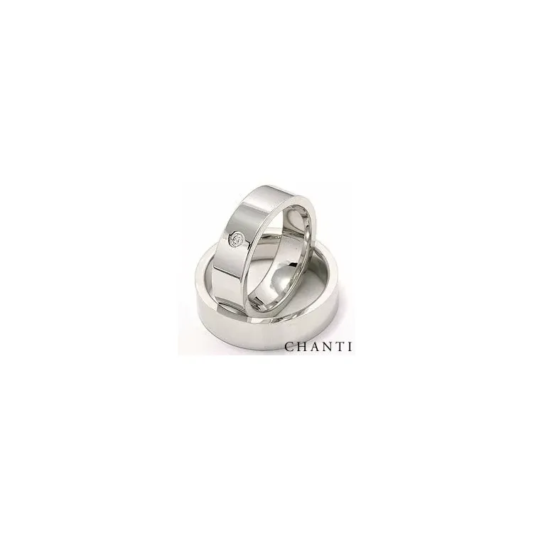 Gifteringer i 14 karat hvitt gull 0,05 ct - par