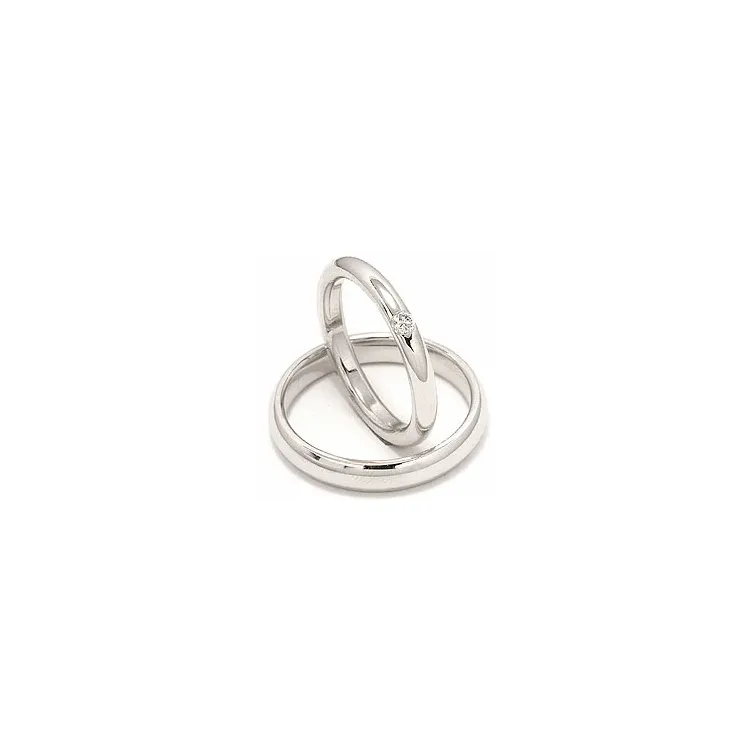 Gifteringer i 14 karat hvitt gull 0,070 ct - par