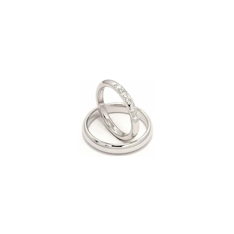Gifteringer i 14 karat hvitt gull 0,35 ct - par