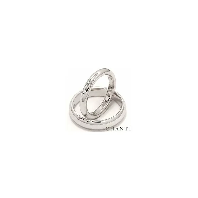 Gifteringer i 14 karat hvitt gull 0,12 ct - par
