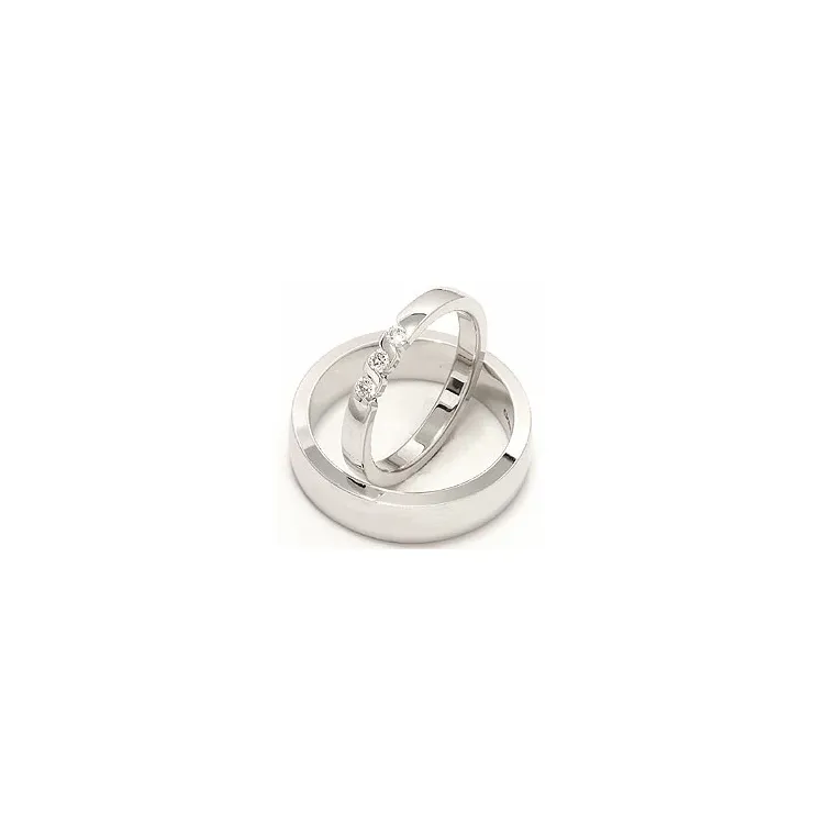 Gifteringer i 14 karat hvitt gull 0,15 ct - par