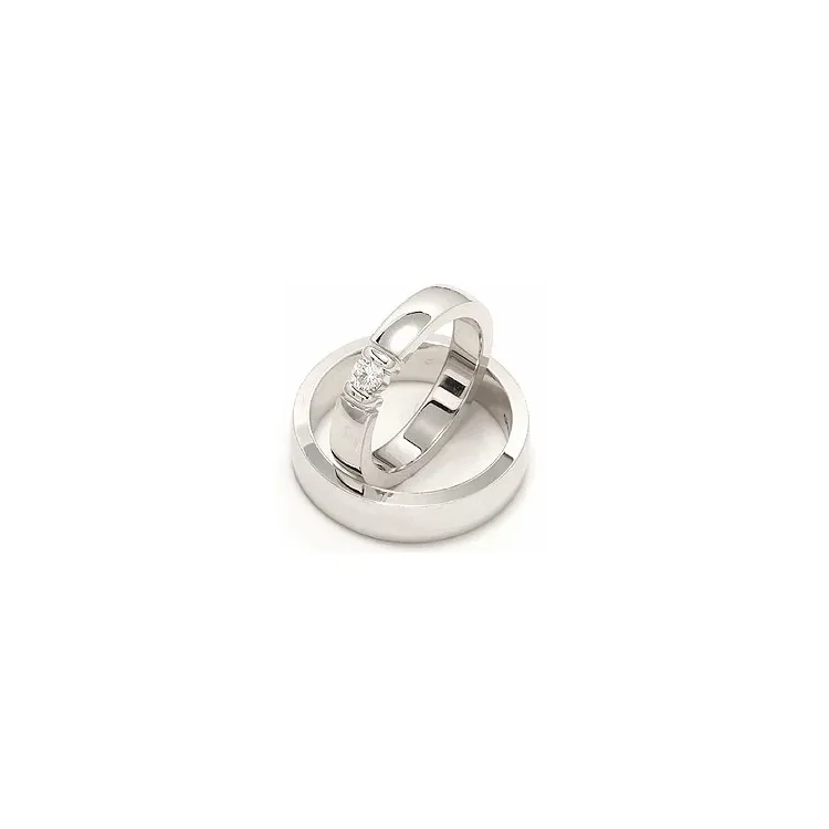 briljant gifteringer i 14 karat hvitt gull 0,15 g ct - par