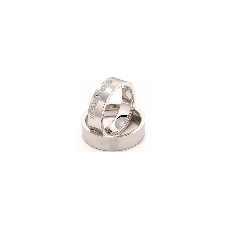 matt gifteringer i 14 karat hvitt gull 9 x 0,015 ct - par
