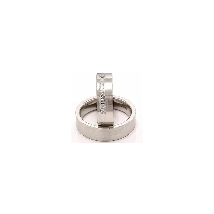 matt gifteringer i 14 karat hvitt gull 9 x 0,015 ct - par