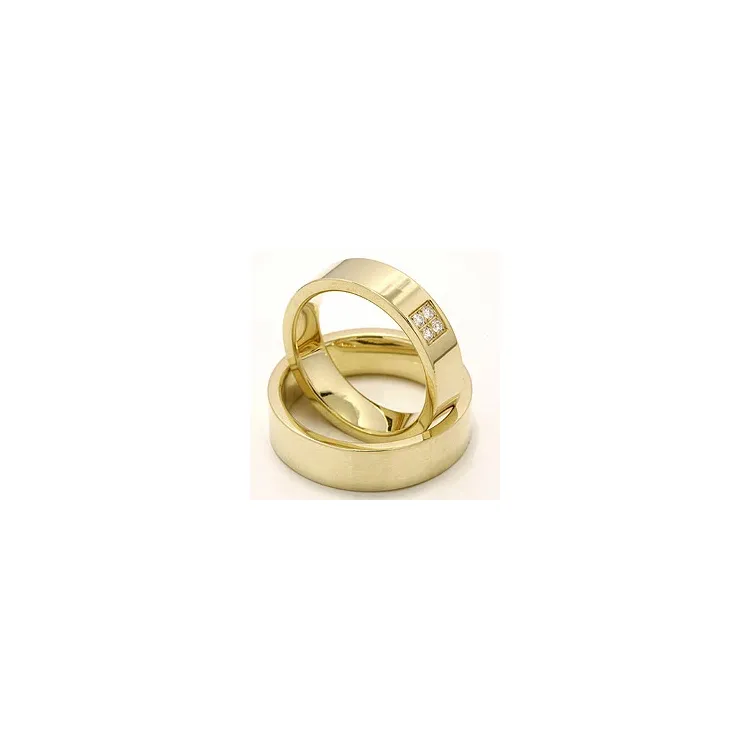 diamant gifteringer i 14 karat gull 4 x 0,0165 ct - par