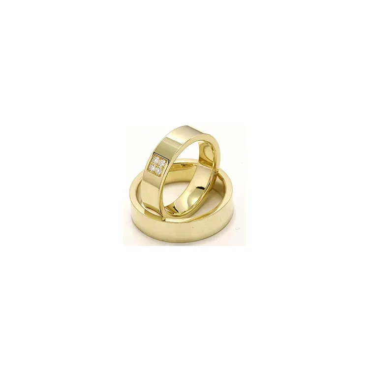 diamant gifteringer i 14 karat gull 4 x 0,0165 ct - par