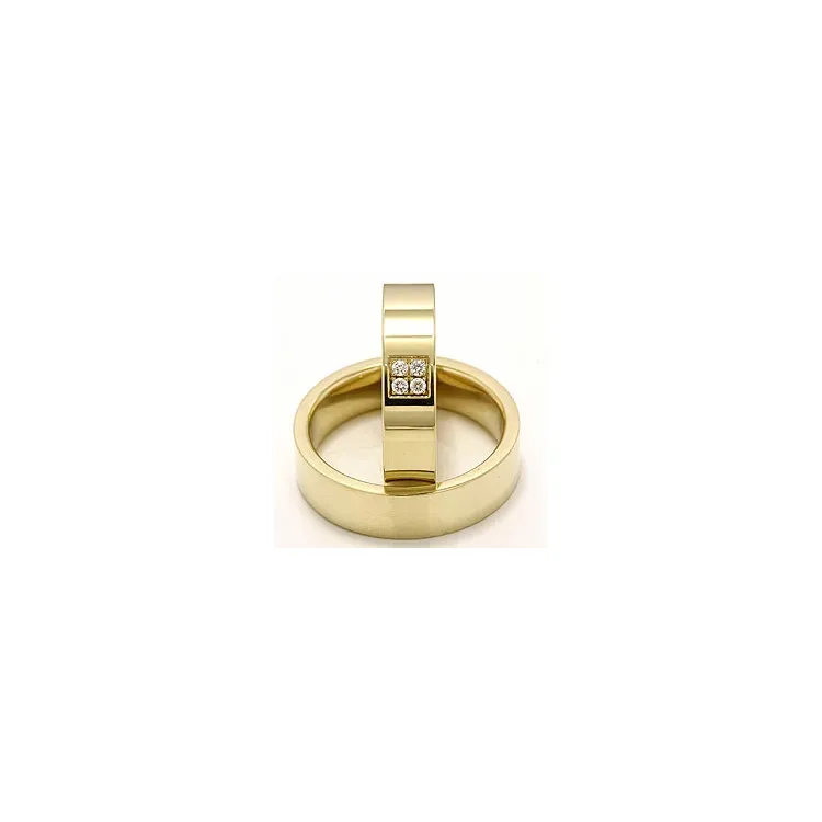 diamant gifteringer i 14 karat gull 4 x 0,0165 ct - par