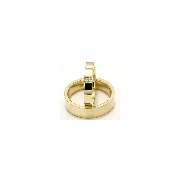 Gifteringer i 14 karat gull 2 x 0,018 ct - par