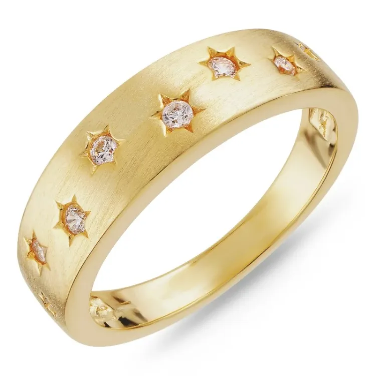 zirkon ring i forgylt sølv