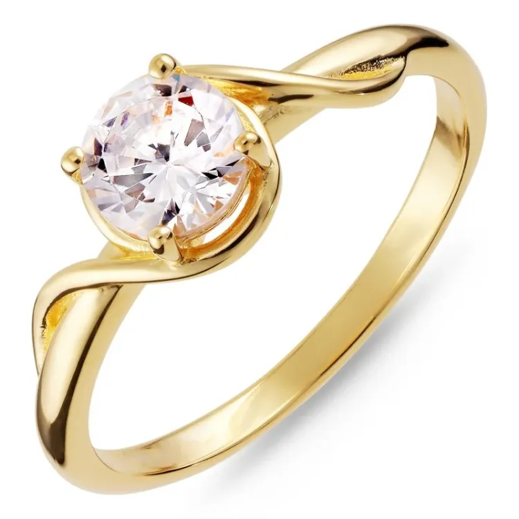zirkon ring i forgylt sølv