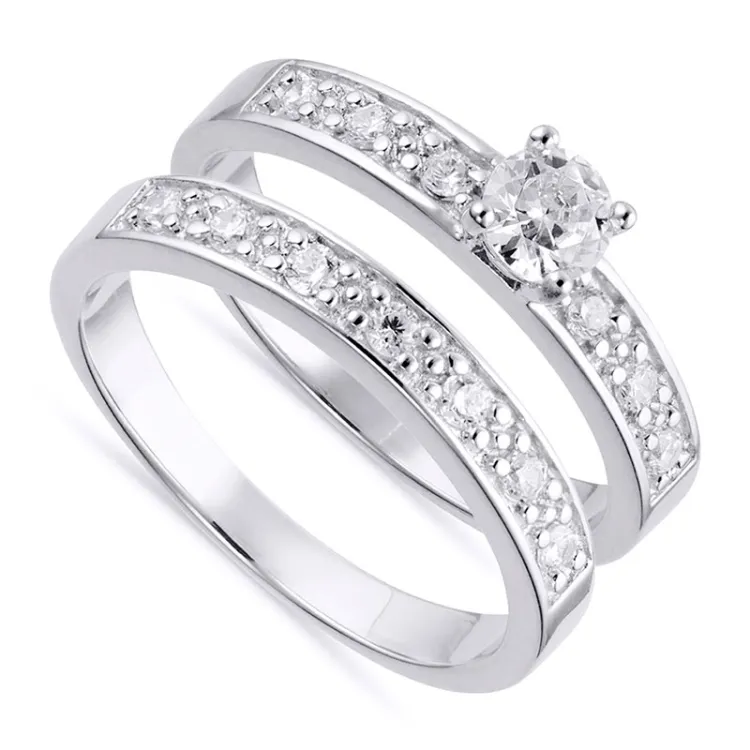 Bred hvit zirkon ring i sølv