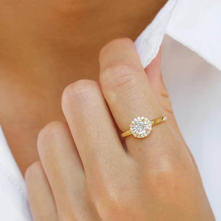 zirkon ring i forgylt sølv