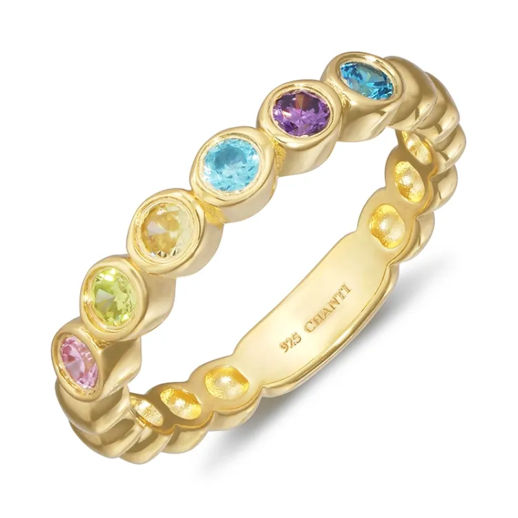 multifarget zirkon ring i forgylt sølv - Bubbly Twist