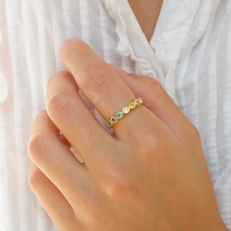 multifarget zirkon ring i forgylt sølv - Bubbly Twist