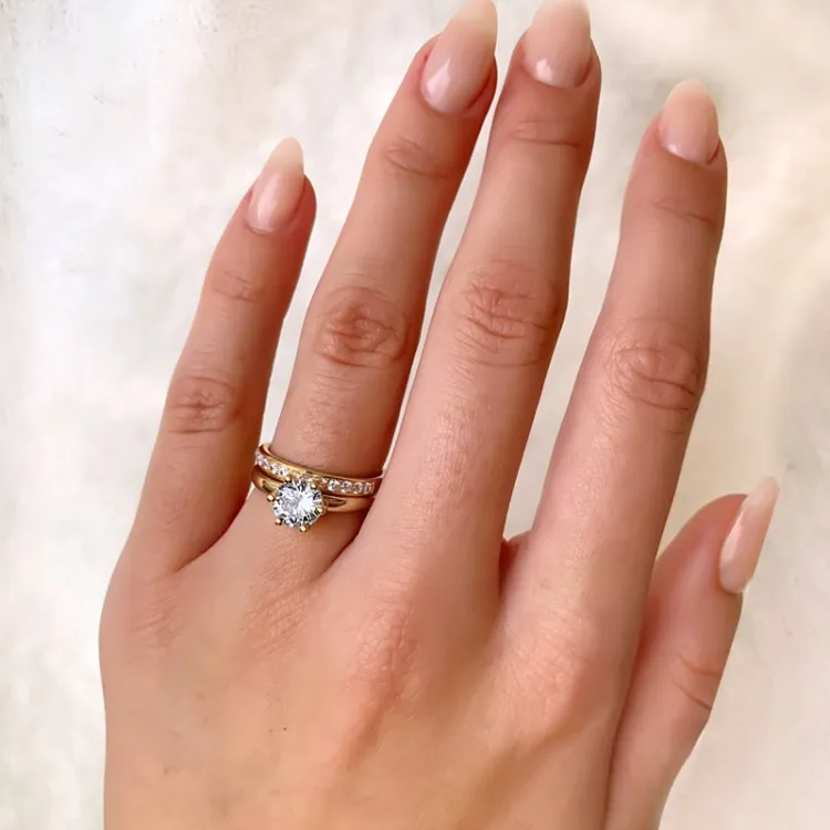 zirkon forgylt fingerring i forgylt sølv
