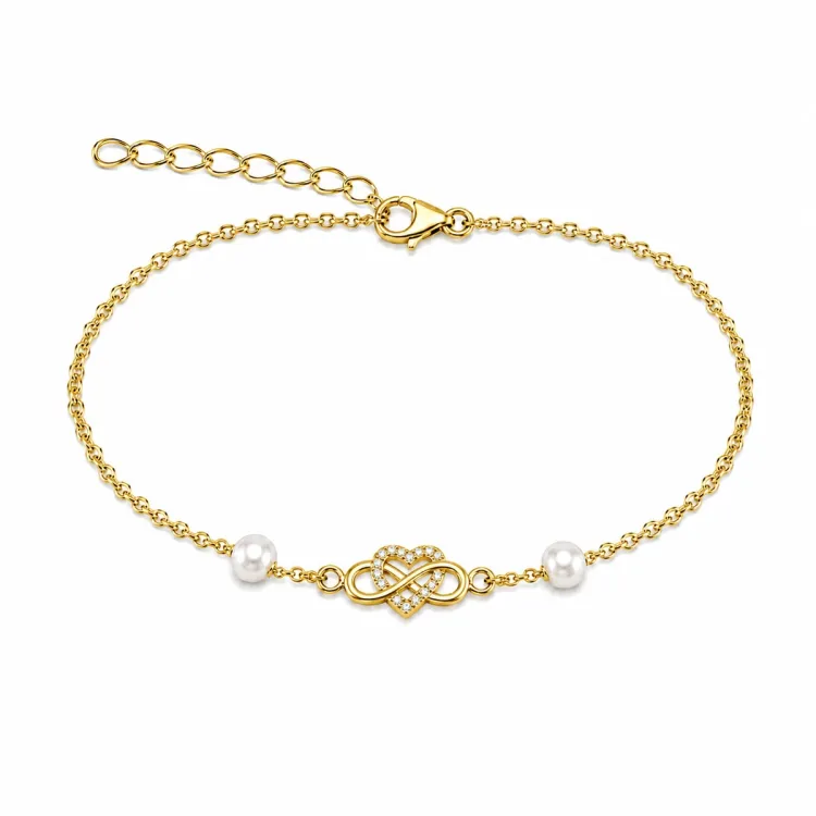 hjerte infinity armbånd i forgylt messing