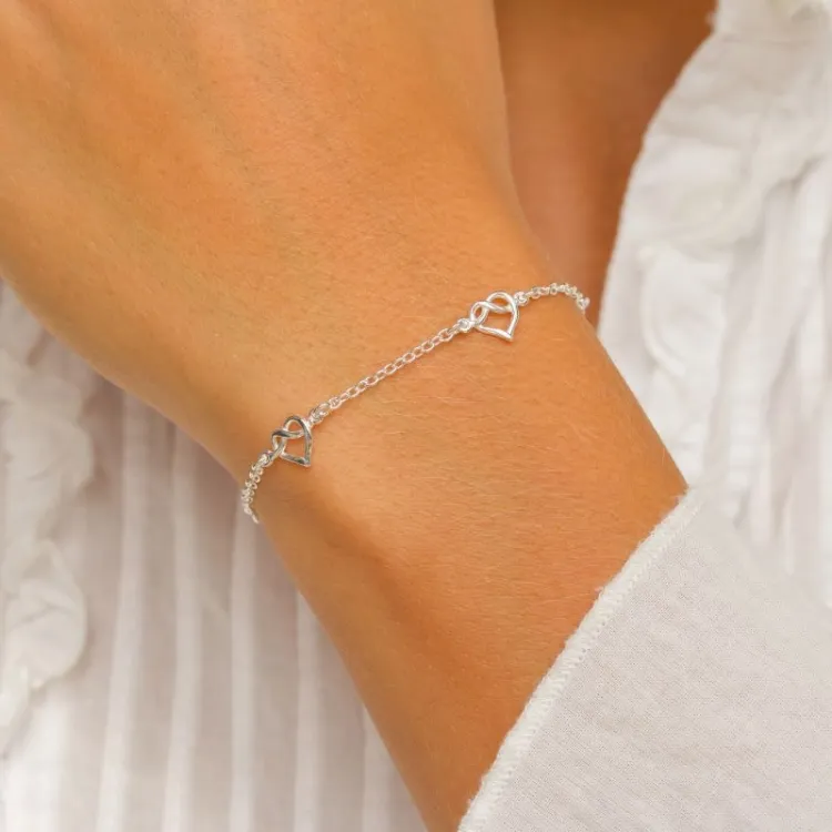 hjerte infinity armbånd i sølv med anheng i sølv