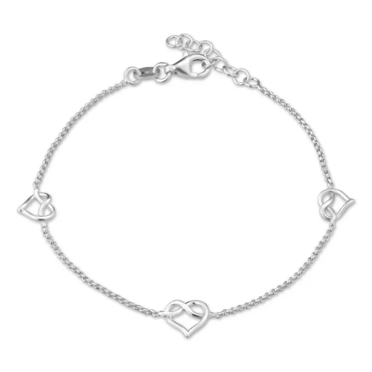 hjerte infinity armbånd i sølv med anheng i sølv