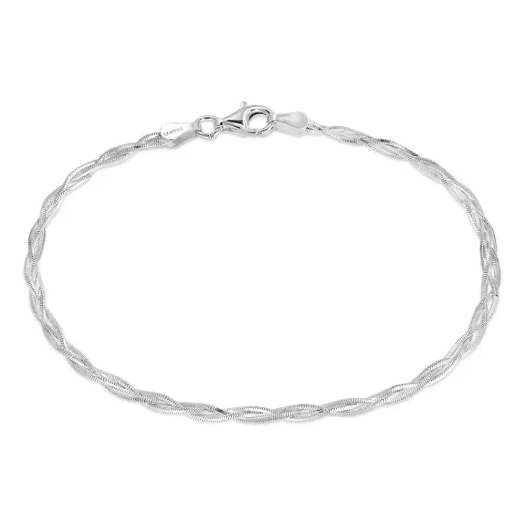 Flettet armbånd i sølv  x 2,4 mm