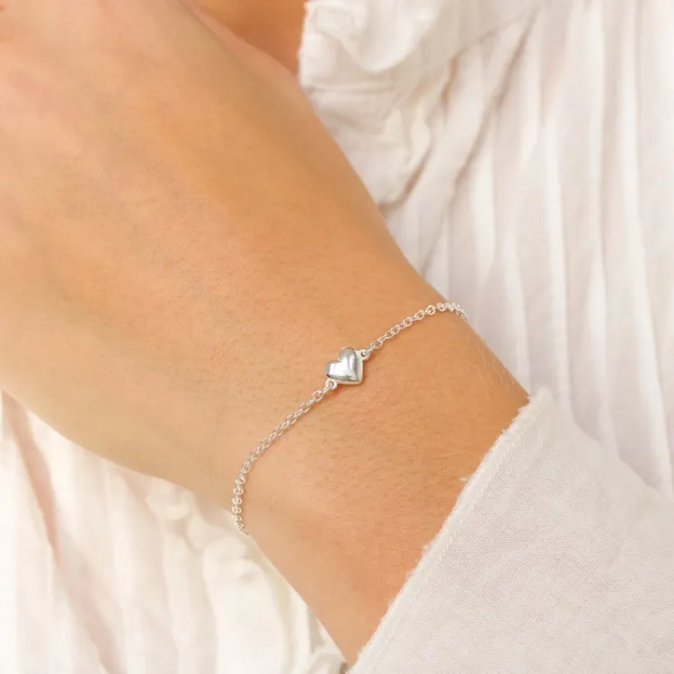 hjerte armbånd i sølv