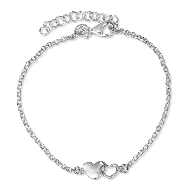 hjerte armbånd i sølv