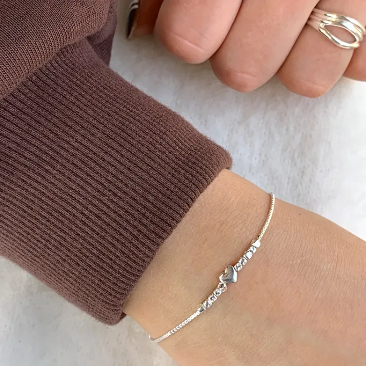 hjerte armbånd i sølv