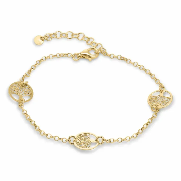 livets tre armbånd i forgylt sølv med anheng i forgylt sølv
