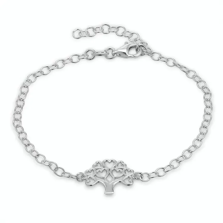 livets tre armbånd i sølv med anheng i sølv