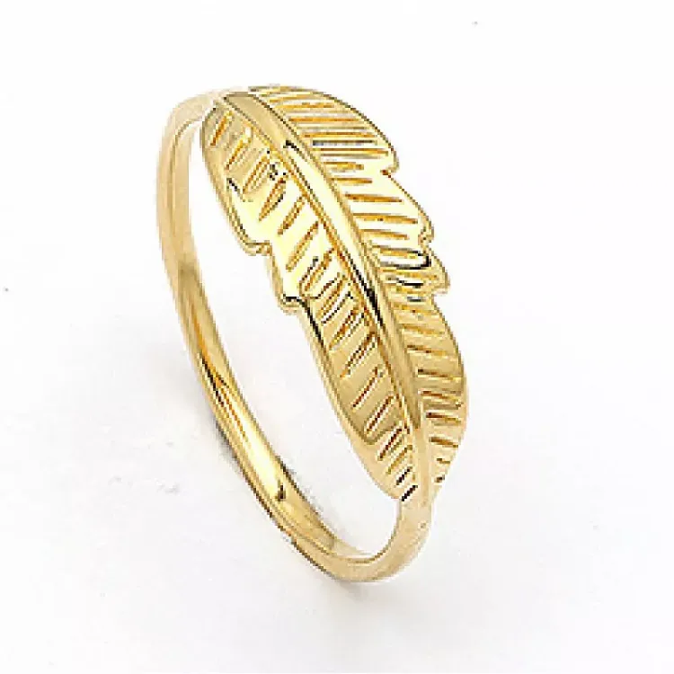 Elegant blad ring i forgylt sølv