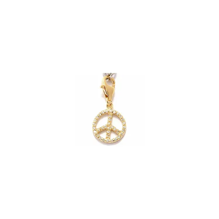 Peace charms anheng i forgylt sølv