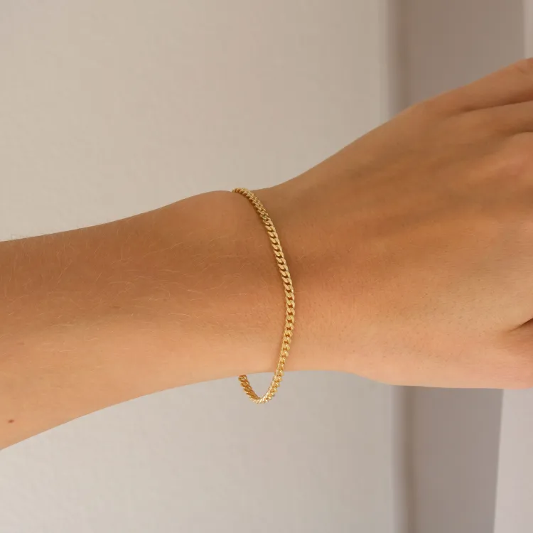 BNH panserarmbånd i forgylt sølv 21 cm x 2,7 mm