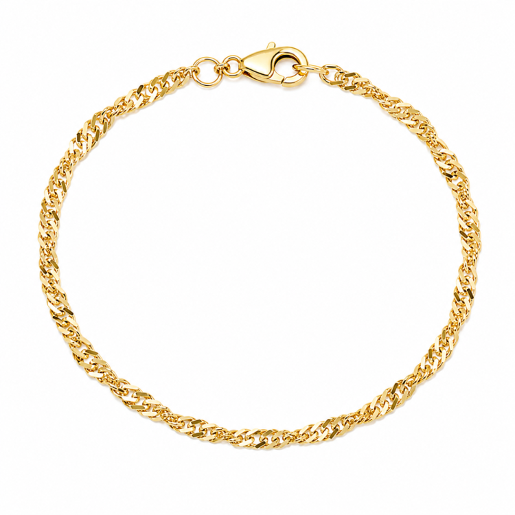 BNH singapore armbånd i forgylt sølv 17 cm x 2,3 mm