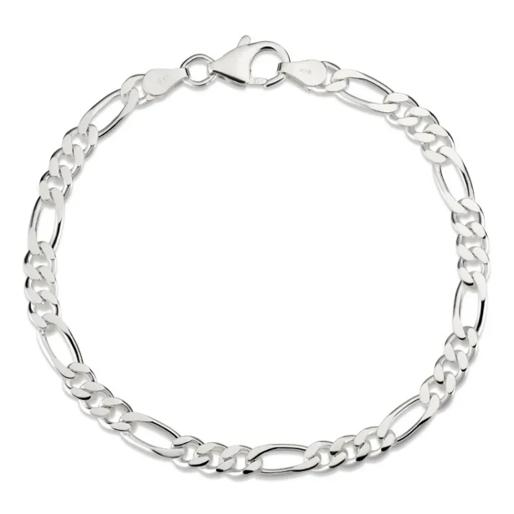 figaroarmbånd i sølv 17 cm x 4,6 mm