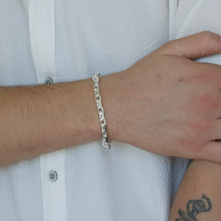 Bnh anker facet armbånd i sølv 21 cm x 5,6 mm