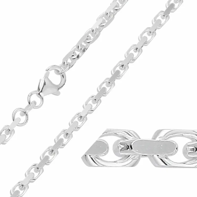 BNH Anker facet halskjede i 14 karat hvitt gull 42 cm x 2,8 mm
