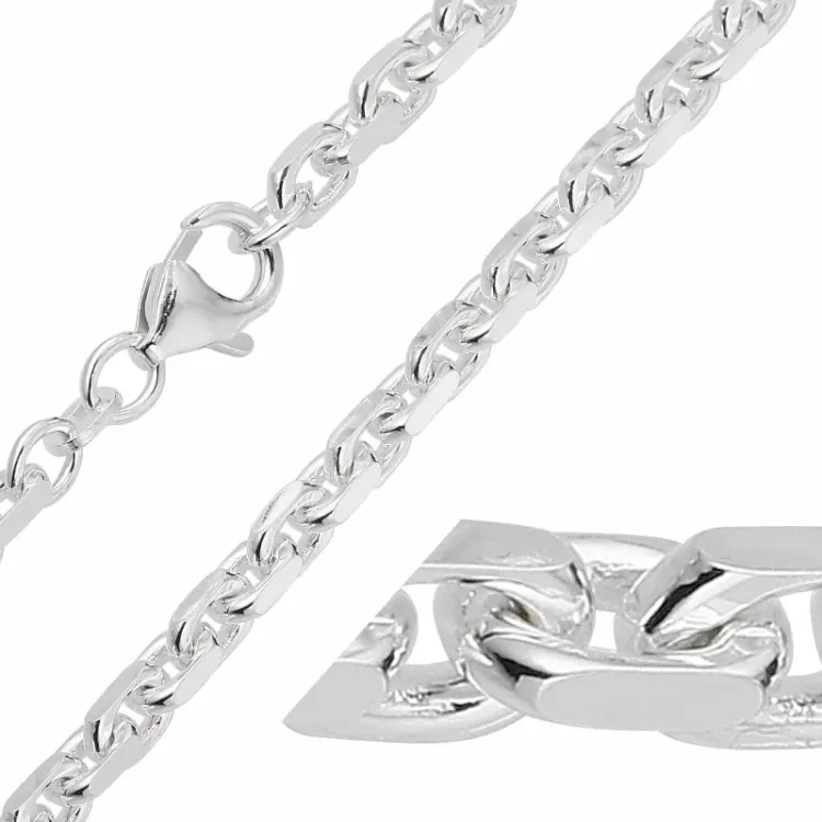 BNH Anker facet halskjede i 14 karat hvitt gull 42 cm x 3,4 mm