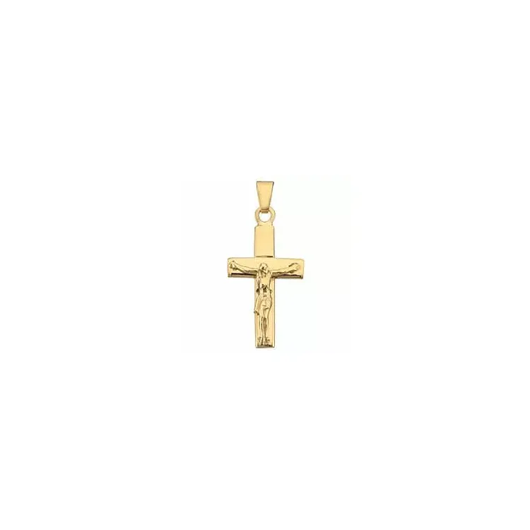 Bredt Jesus gull BNH kors i 14 karat gull - Amoré
