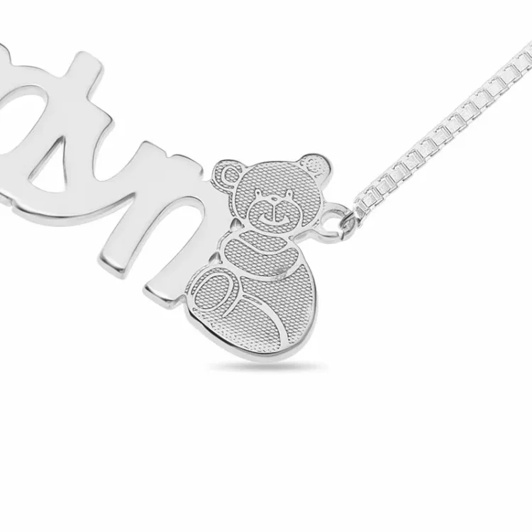 bamse navne kjede  i sølv - My Letter