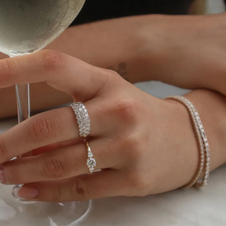 lab grown diamant ring i 9 karat gull 0,50 ct 0,20 ct