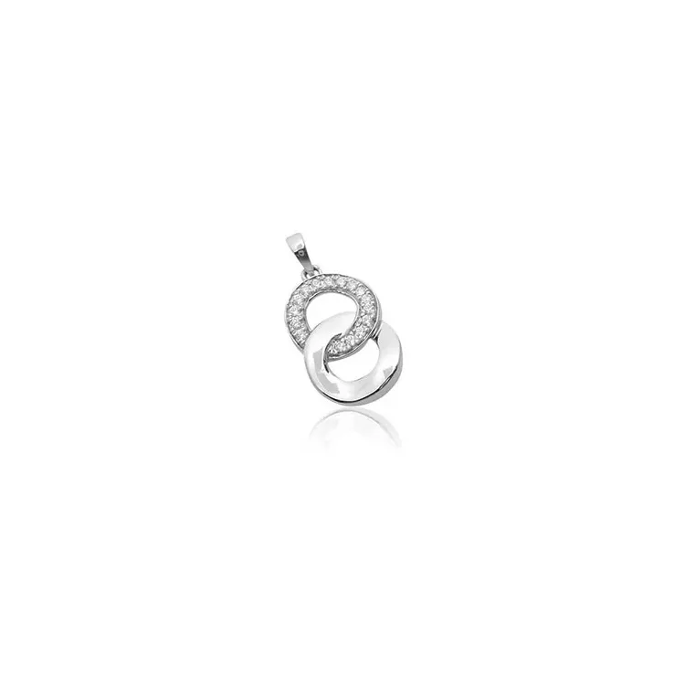 Rundt diamant anheng i 14 karat hvitt gull 0,11 ct