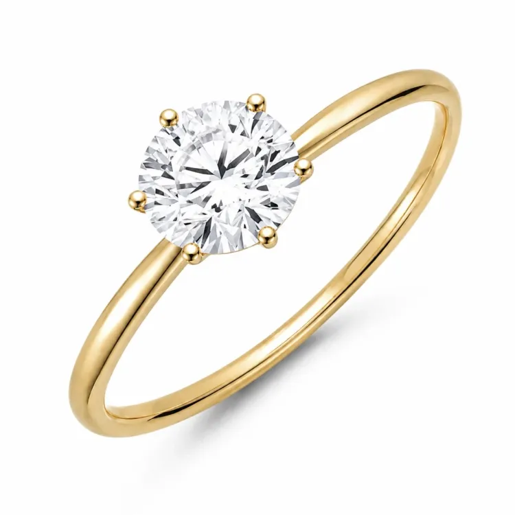 0,50 ct lab grown diamant solitairering i 9 karat gull 0,50 ct
