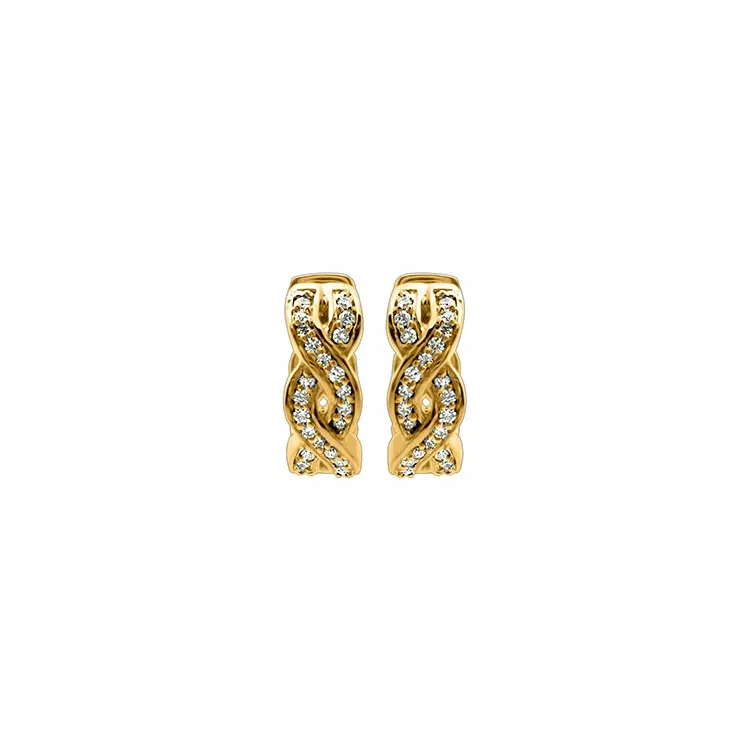 diamant creol i 14 karat gull med diamant 