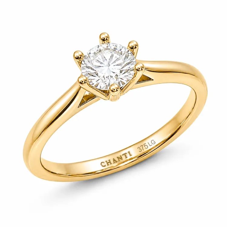 0,50 ct lab grown diamant solitairering i 9 karat gull 0,50 ct