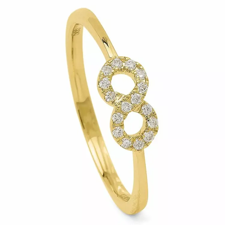 rund diamant Damering i 14 karat gull 0,10 ct