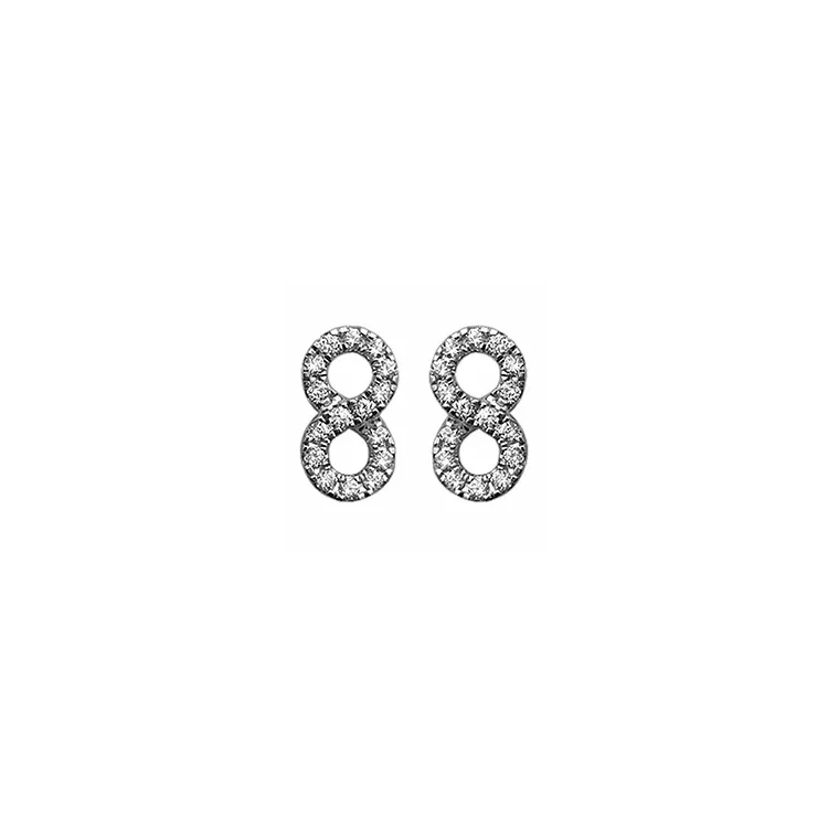 infinity diamant ørestikker i 14 karat hvitt gull med diamant