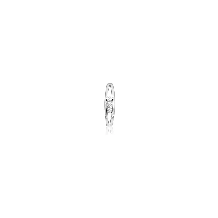 Langt diamantanheng i 14 karat hvitt gull 0,10 ct