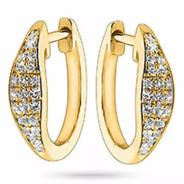 diamant creol i 14 karat gull med diamant 