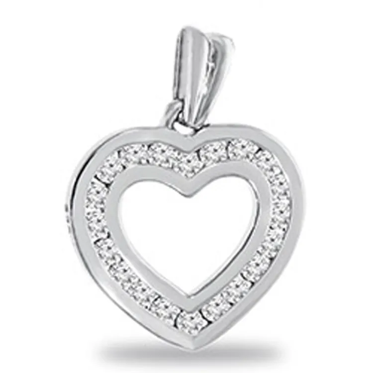hjerte diamant anheng i 14 karat hvitt gull 0,20 ct