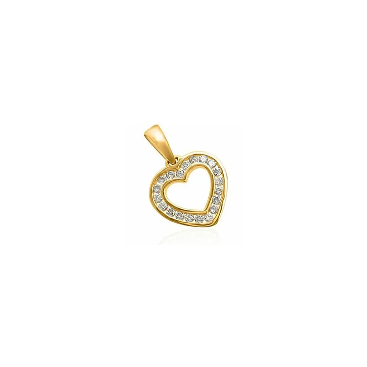 hjerte diamant anheng i 14 karat gull 0,20 ct