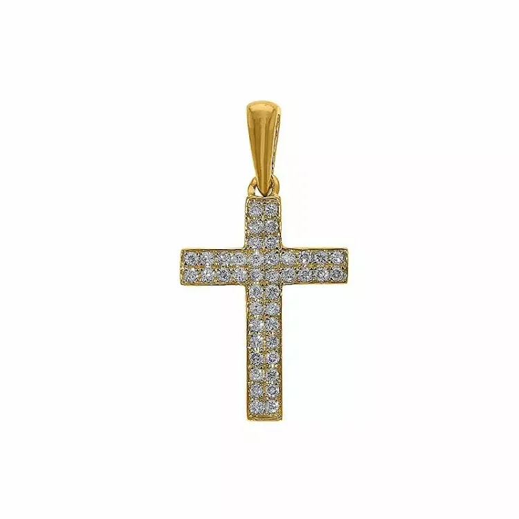 Kors diamantanheng i 14 karat gull 0,16 ct